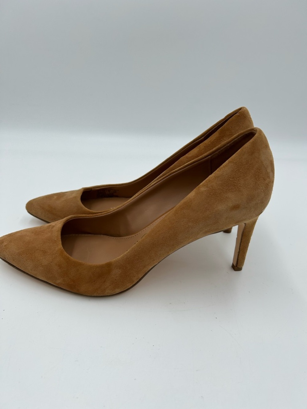 Calvin Klein Cognac Suede Pointed-Toe Pumps - Picture 7 of 9